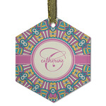 Bohemian Art Flat Glass Ornament - Hexagon w/ Name and Initial