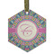 Bohemian Art Flat Glass Ornament - Hexagon w/ Name and Initial
