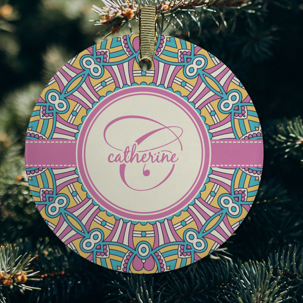 Bohemian Art Frosted Glass Ornament - Round (Lifestyle)