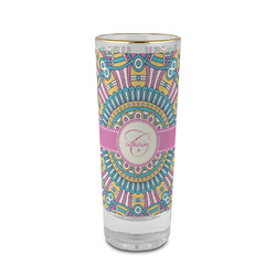 Bohemian Art 2 oz Shot Glass - Glass with Gold Rim (Personalized)