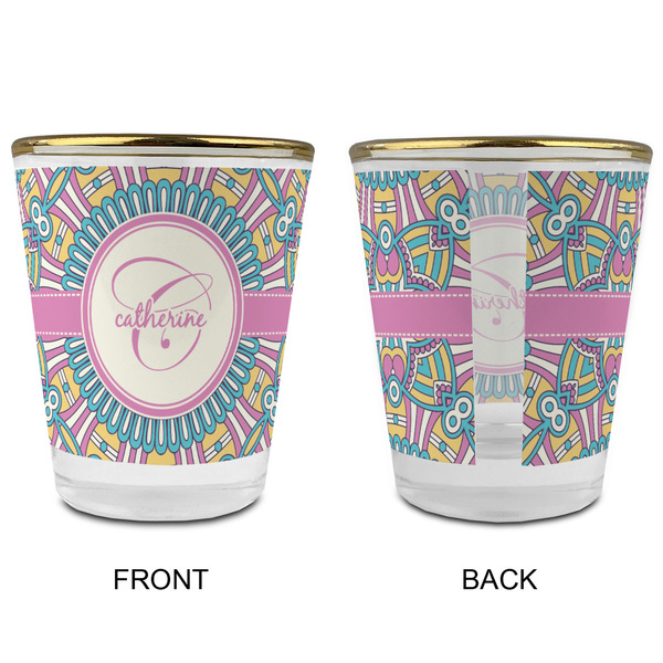 Bohemian Art Glass Shot Glass - with gold rim - APPROVAL