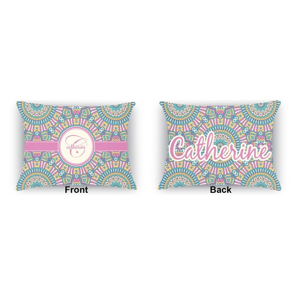 Bohemian Art Indoor Rectangular Burlap Pillow (Front and Back)