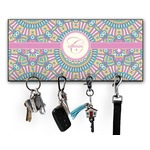 Bohemian Art Key Hanger w/ 4 Hooks w/ Name and Initial