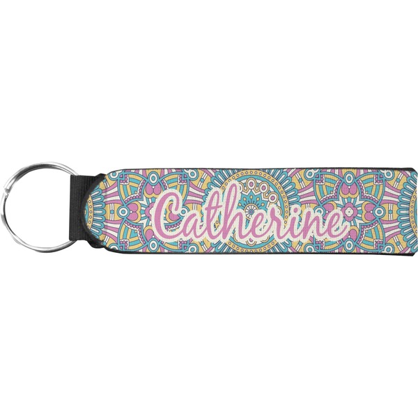Custom Bohemian Art Neoprene Keychain Fob (Personalized)