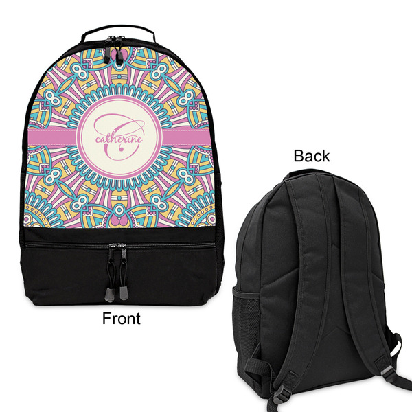 Bohemian Art Large Backpack - Black - Front & Back View