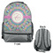 Bohemian Art Large Backpack - Gray - Front & Back View