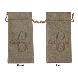 Bohemian Art Large Burlap Gift Bag - Front & Back (Personalized)