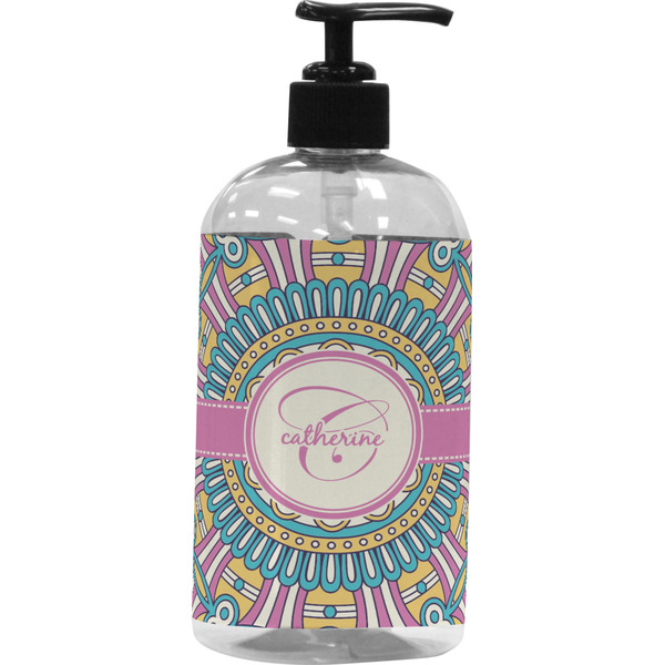 Custom Bohemian Art Plastic Soap / Lotion Dispenser (16 oz - Large - Black) (Personalized)