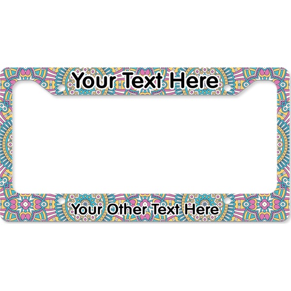 Custom Bohemian Art License Plate Frame - Style B (Personalized)