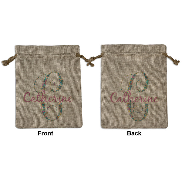 Custom Bohemian Art Medium Burlap Gift Bag - Front & Back (Personalized)