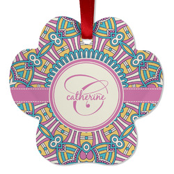 Bohemian Art Metal Paw Ornament - Double Sided w/ Name and Initial