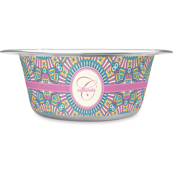 Custom Bohemian Art Stainless Steel Dog Bowl - Large (Personalized)