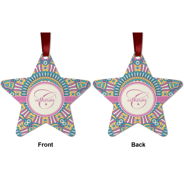 Bohemian Art Metal Star Ornament - Front and Back