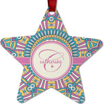Bohemian Art Metal Star Ornament - Double Sided w/ Name and Initial