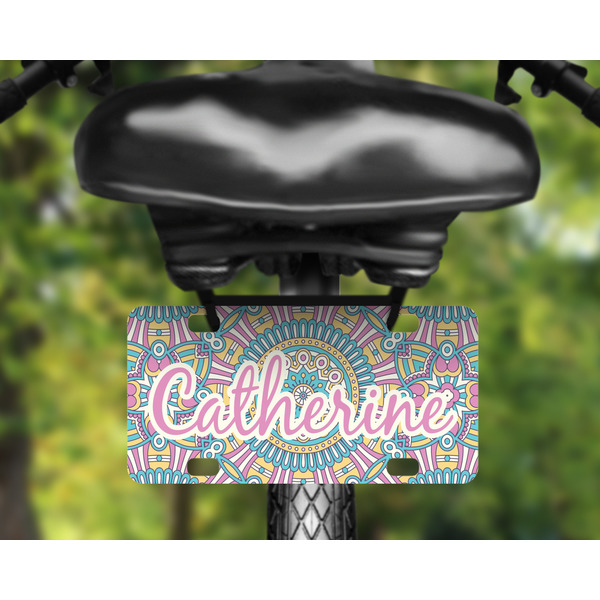 Bohemian Art Mini License Plate on Bicycle