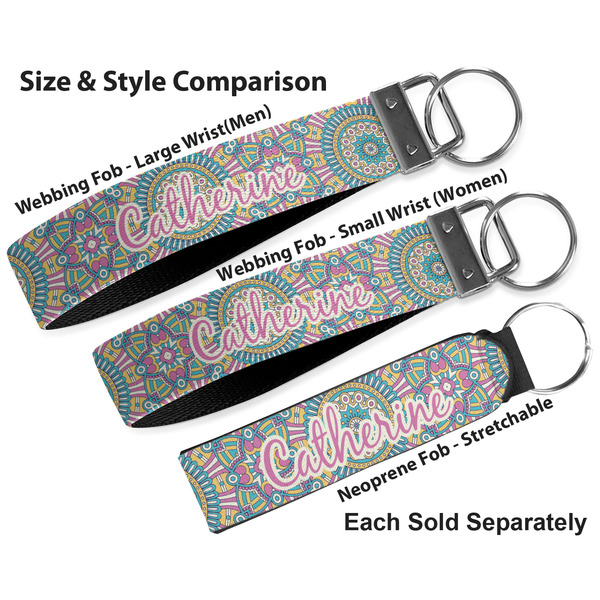 Bohemian Art Multiple Key Ring comparison sizes