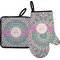 Bohemian Art Oven Mitt & Pot Holder Set w/ Name and Initial
