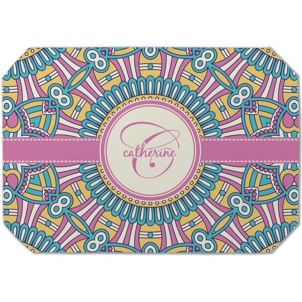 Custom Bohemian Art Dining Table Mat - Octagon (Single-Sided) w/ Name and Initial