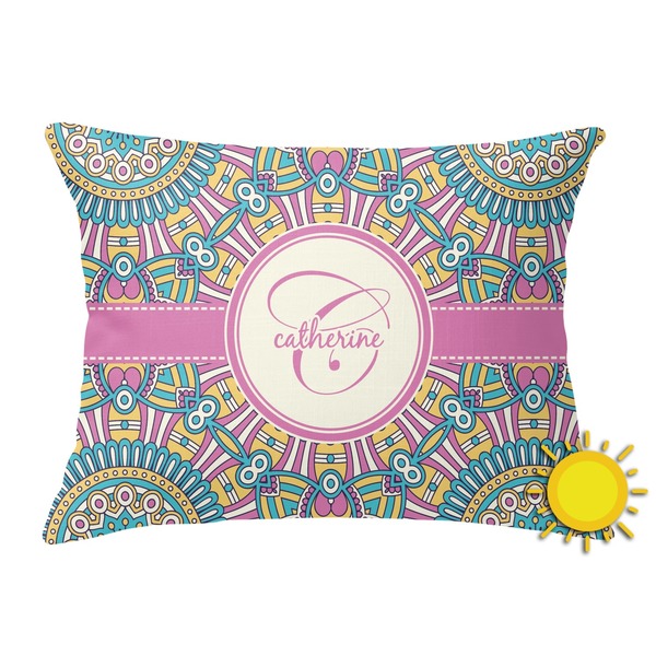 Custom Bohemian Art Outdoor Throw Pillow (Rectangular) (Personalized)