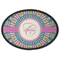 Bohemian Art Iron On Oval Patch w/ Name and Initial