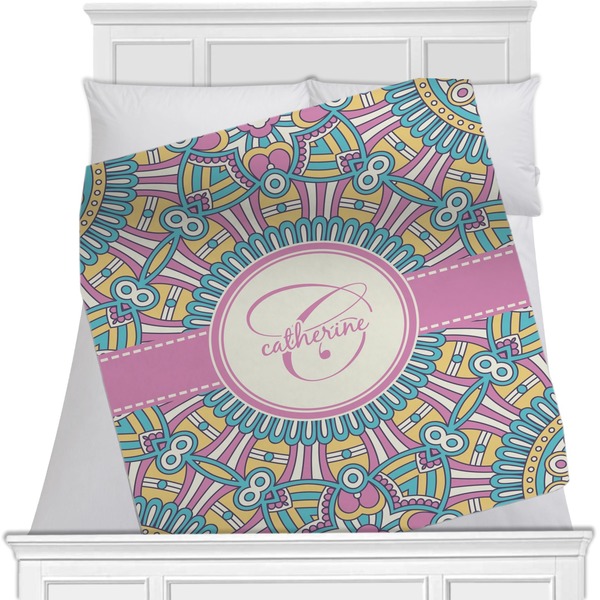 Custom Bohemian Art Minky Blanket - Toddler / Throw - 60"x50" - Single Sided (Personalized)