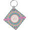 Bohemian Art Diamond Plastic Keychain w/ Name and Initial