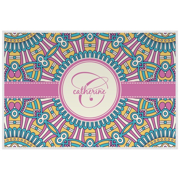 Custom Bohemian Art Laminated Placemat w/ Name and Initial