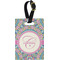 Bohemian Art Plastic Luggage Tag - Rectangular w/ Name and Initial