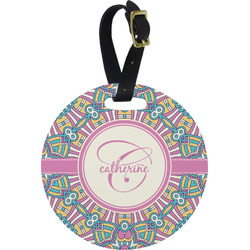 Bohemian Art Plastic Luggage Tag - Round (Personalized)