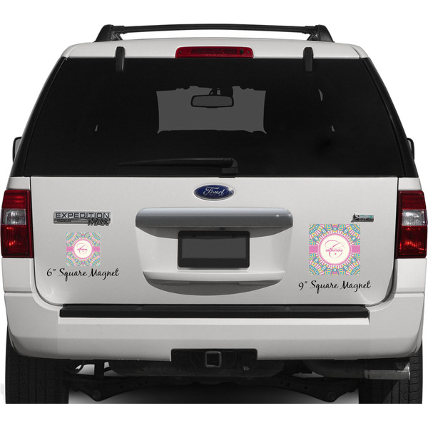 Bohemian Art Personalized Square Car Magnets on Ford Explorer