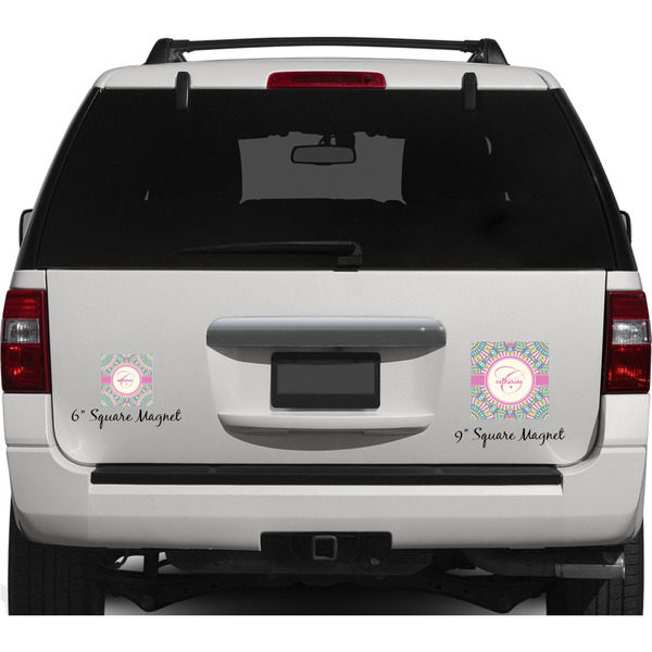 Bohemian Art Personalized Square Car Magnets on Ford Explorer