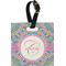 Bohemian Art Plastic Luggage Tag - Square w/ Name and Initial