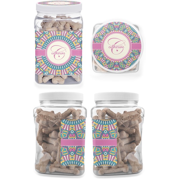 Bohemian Art Pet Treat Jar - Multiple Angles