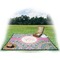 Bohemian Art Picnic Blanket - with Basket Hat and Book - in Use