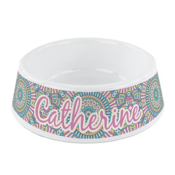 Custom Bohemian Art Plastic Dog Bowl - Small (Personalized)