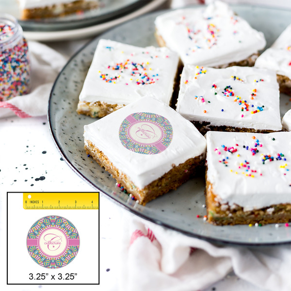 Bohemian Art Printed Icing Circle - Large - In Context