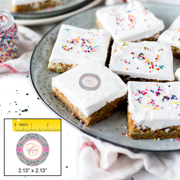 Bohemian Art Printed Icing Circle - Small - In Context