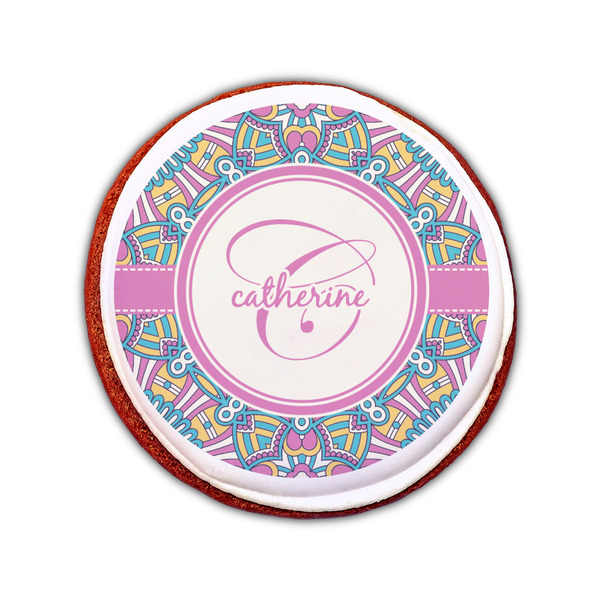 Bohemian Art Printed Icing Circle - Small - On Cookie