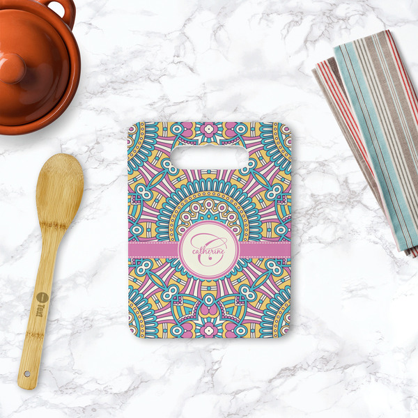 Bohemian Art Rectangle Trivet with Handle - LIFESTYLE