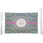 Bohemian Art Rectangular Glass Lunch / Dinner Plate - Single or Set (Personalized)