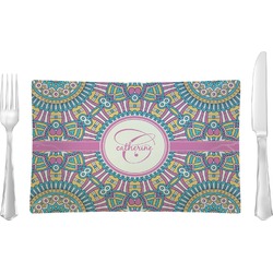 Bohemian Art Rectangular Glass Lunch / Dinner Plate - Single or Set (Personalized)