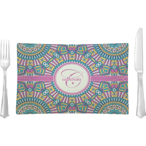 Custom Bohemian Art Glass Rectangular Lunch / Dinner Plate (Personalized)