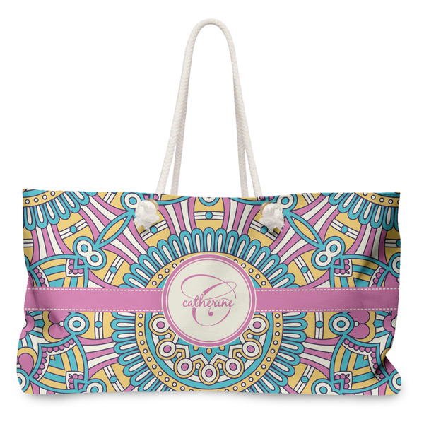 Custom Bohemian Art Large Tote Bag with Rope Handles (Personalized)