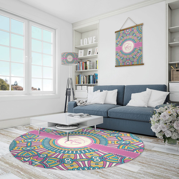 Bohemian Art Round Area Rug - IN CONTEXT