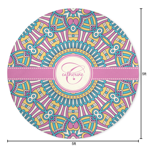 Bohemian Art Round Area Rug - Size