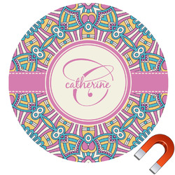 Bohemian Art Round Car Magnet - 6" (Personalized)