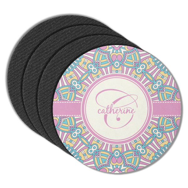 Custom Bohemian Art Round Rubber Backed Coasters - Set of 4 (Personalized)