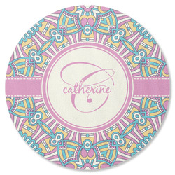 Bohemian Art Round Rubber Backed Coaster (Personalized)