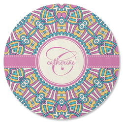 Bohemian Art Round Rubber Backed Coaster (Personalized)