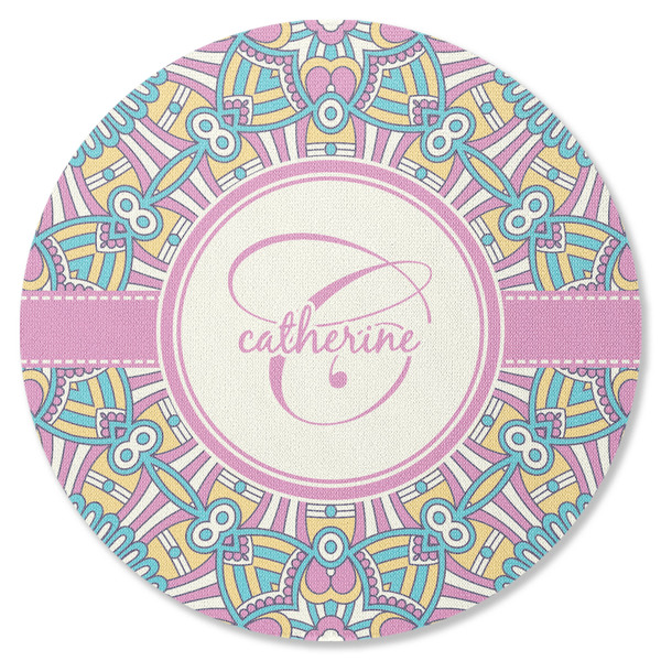 Custom Bohemian Art Round Rubber Backed Coaster (Personalized)